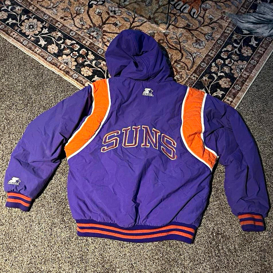 Starter Phoenix Suns NBA Hooded  Windbreaker Jacket Purple/Orange Size L