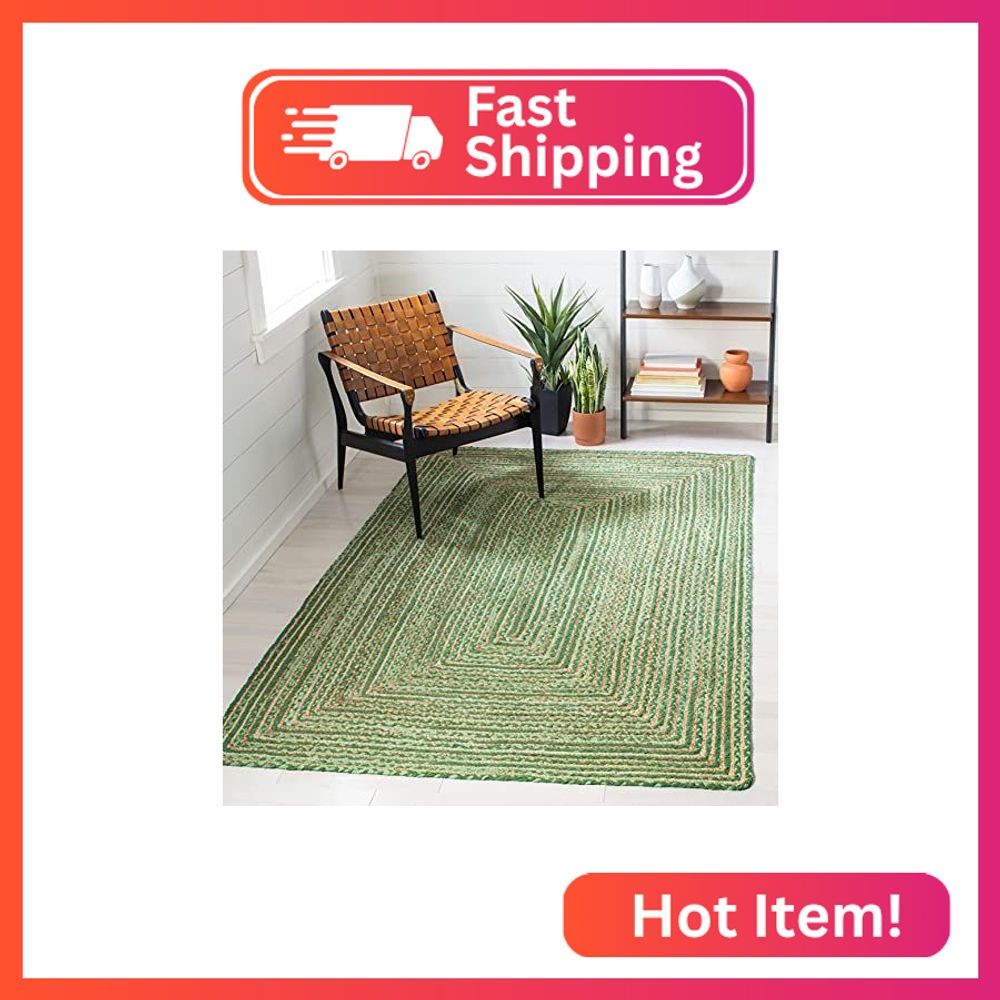 SAFAVIEH Cape Cod Area Rug 3x5, Jute Braided Green & Brown CAP202Y