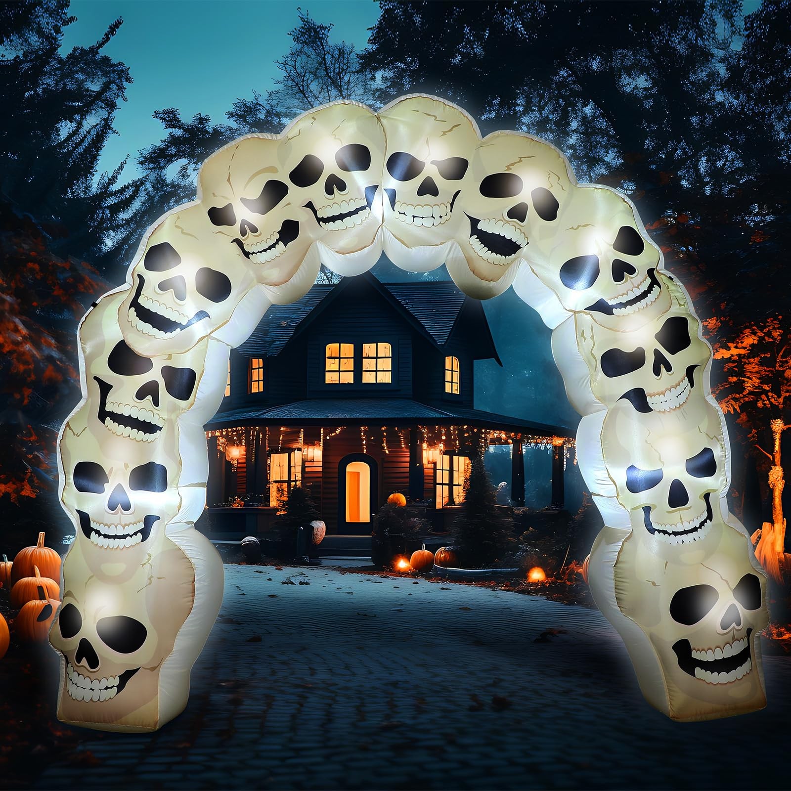 Leyndo 8 ft Halloween Inflatables Archway Outdoor Large beige, black
