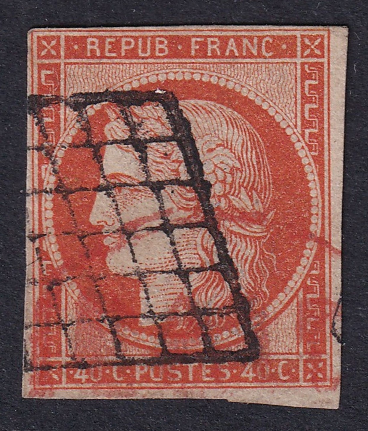 FRANCE 1850 Ceres 40c Orange SG 14 Used (CV £700) FRANCE 1850 Ceres 40c Orange SG 14 Used (CV £700)