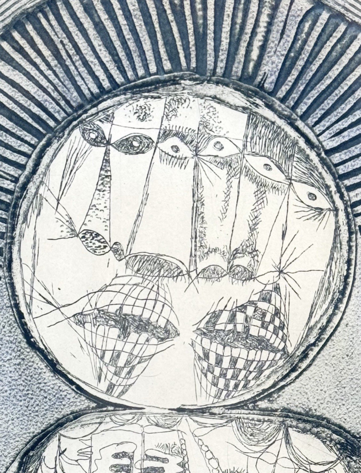 1969 SIGNED Arun Bose Bangladesh artist 1934-2007 color etching print Indian art