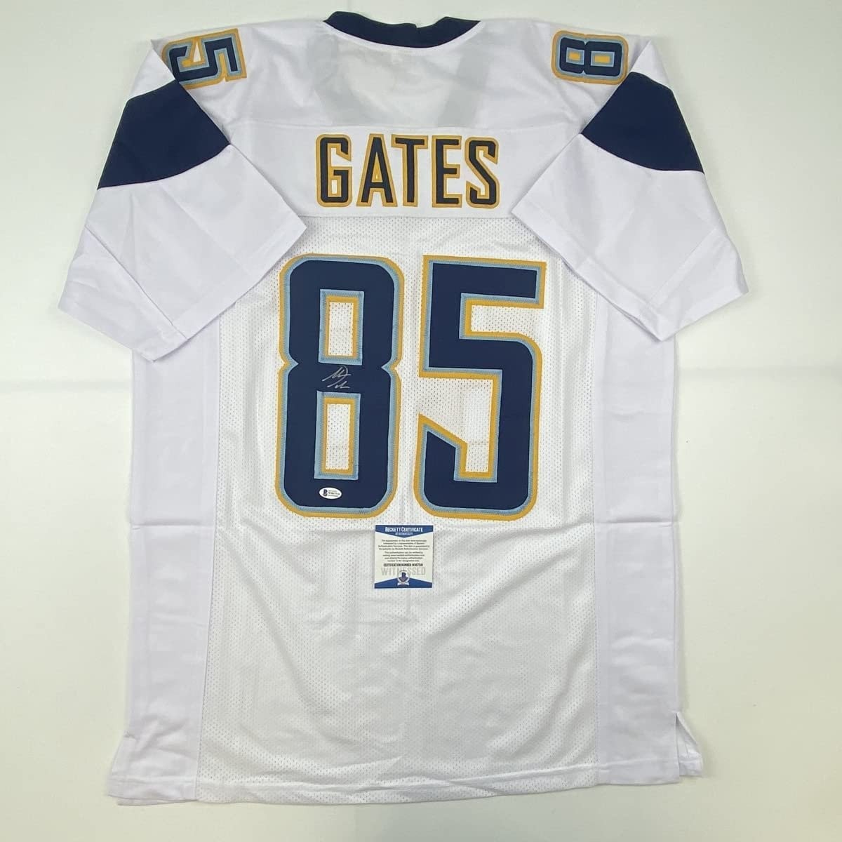 Autographed/Signed Antonio Gates Los Angeles LA White Jersey Beckett COA Autographed/Signed Antonio Gates Los Angeles LA White Jersey Beckett COA