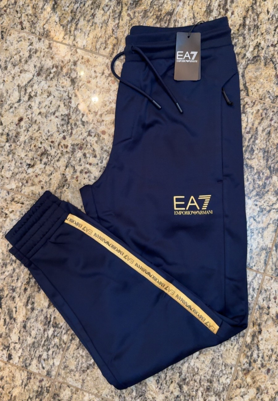 EMPORIO ARMANI $125 Men's EA7 Logo Joggers Sizes XS-XXL Blue Gold AUTHENTIC NEW