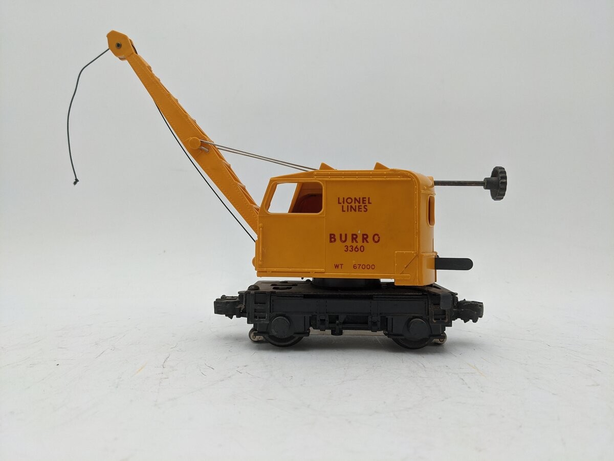 Lionel 3360 Vintage O Gauge Postwar Operating Burro Crane Car
