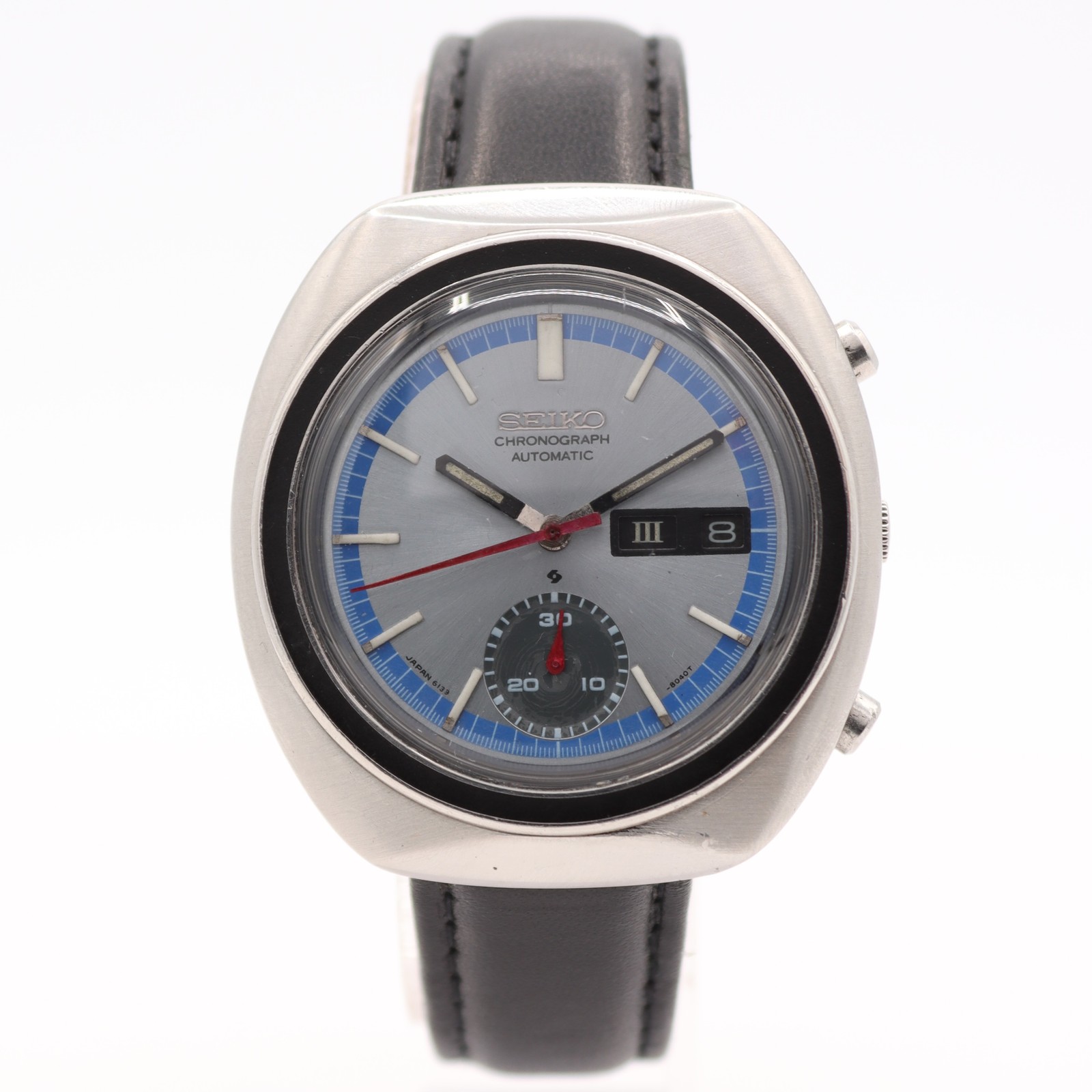 Vintage 1971 Seiko Day-Date Chronograph 21J Automatic Wristwatch Steel 6139-8002