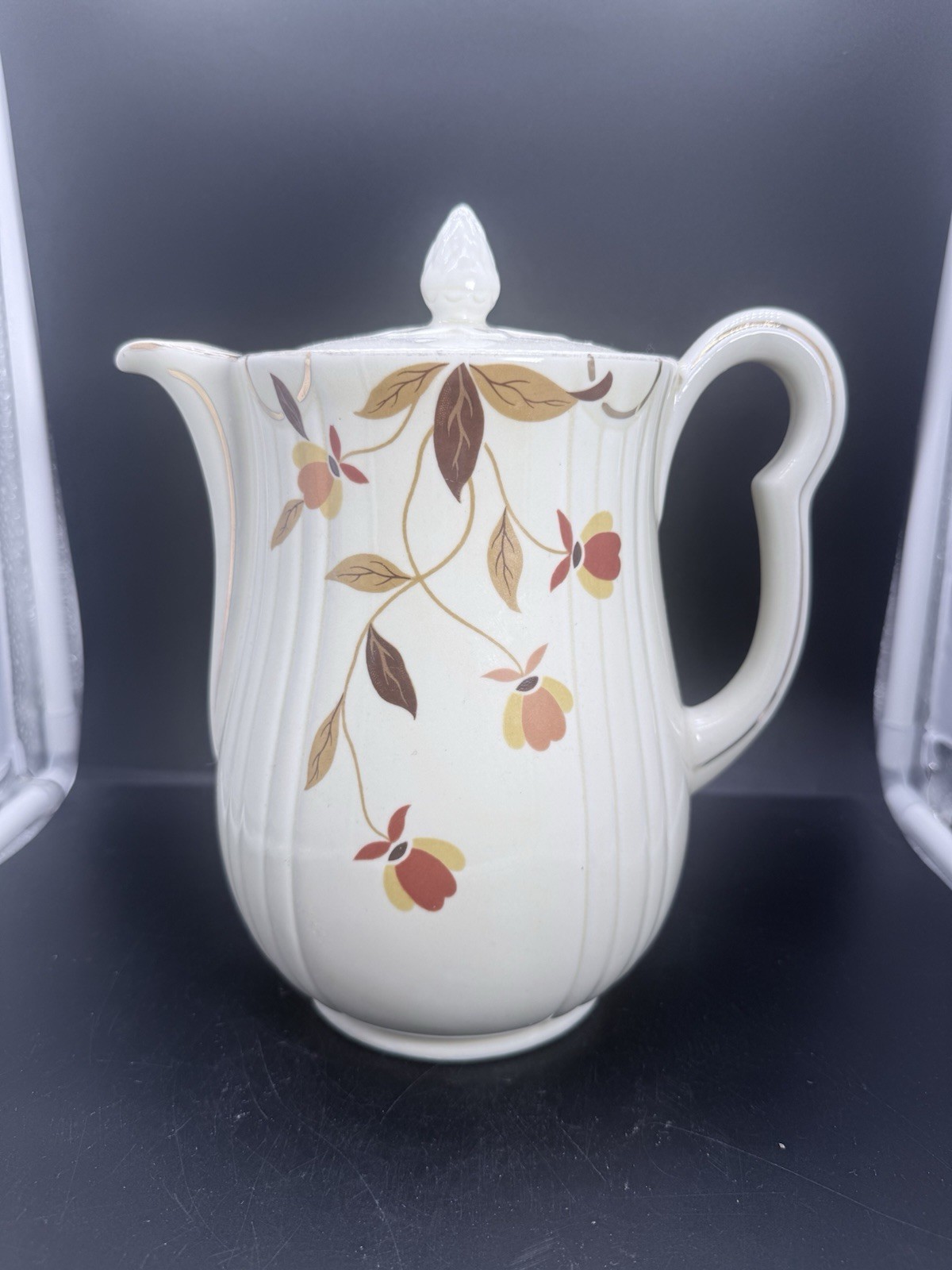 Vintage Hall`s Superior Jewel Tea Autumn Leaf Coffee Pot Mary Dunbar