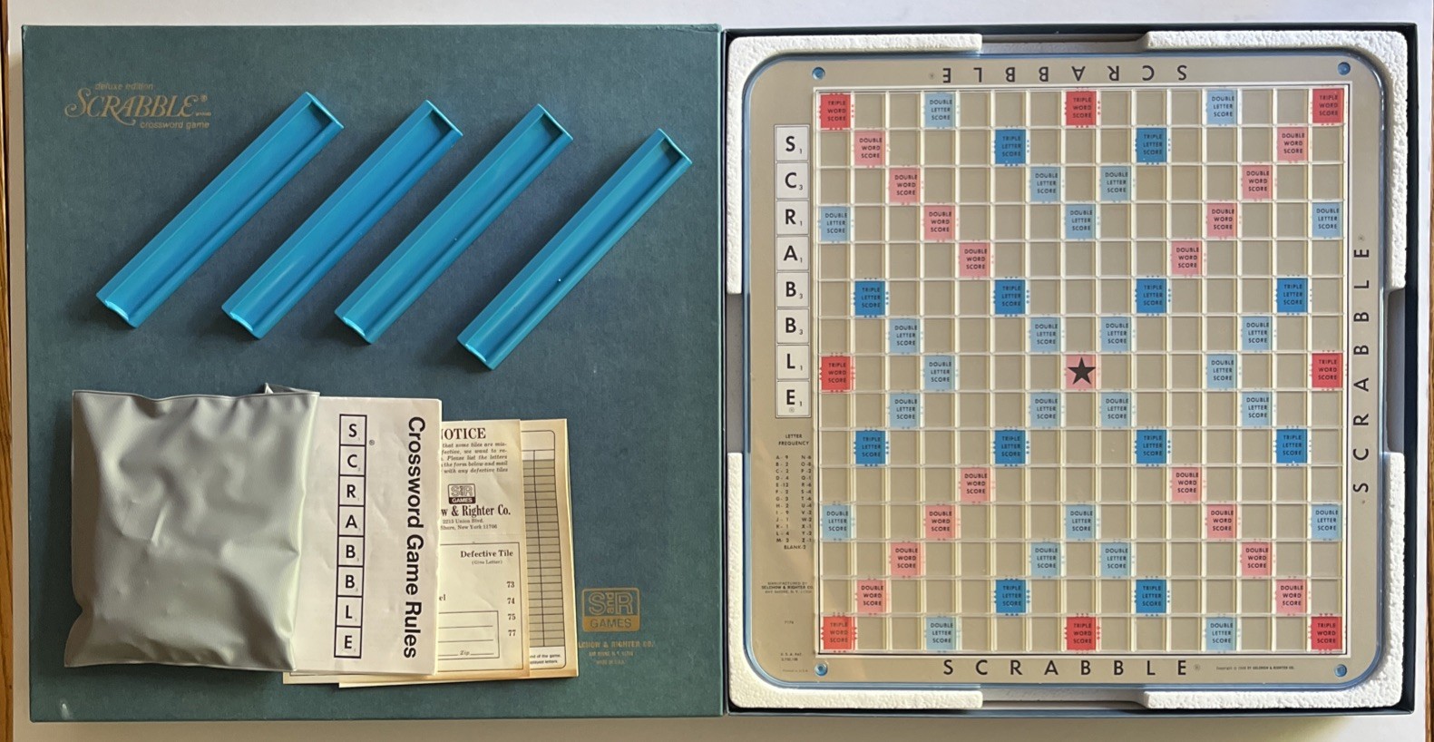 Vintage Scrabble Deluxe Turntable Edition Crossword Game COMPLETE Original Box