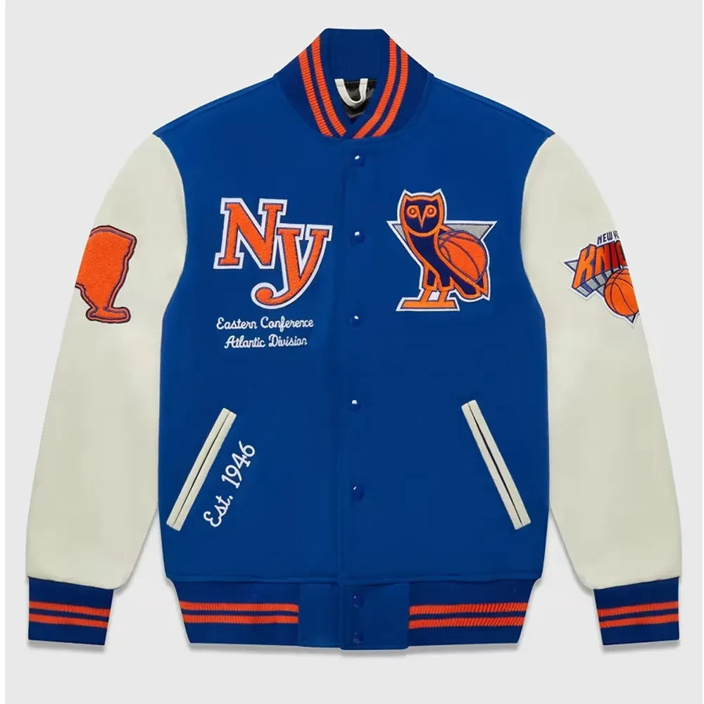 OVO New York Knicks Wool Varsity Letterman Jacket Men\'s Bomber OVO New York Knicks Wool Varsity Letterman Jacket Men\'s Bomber