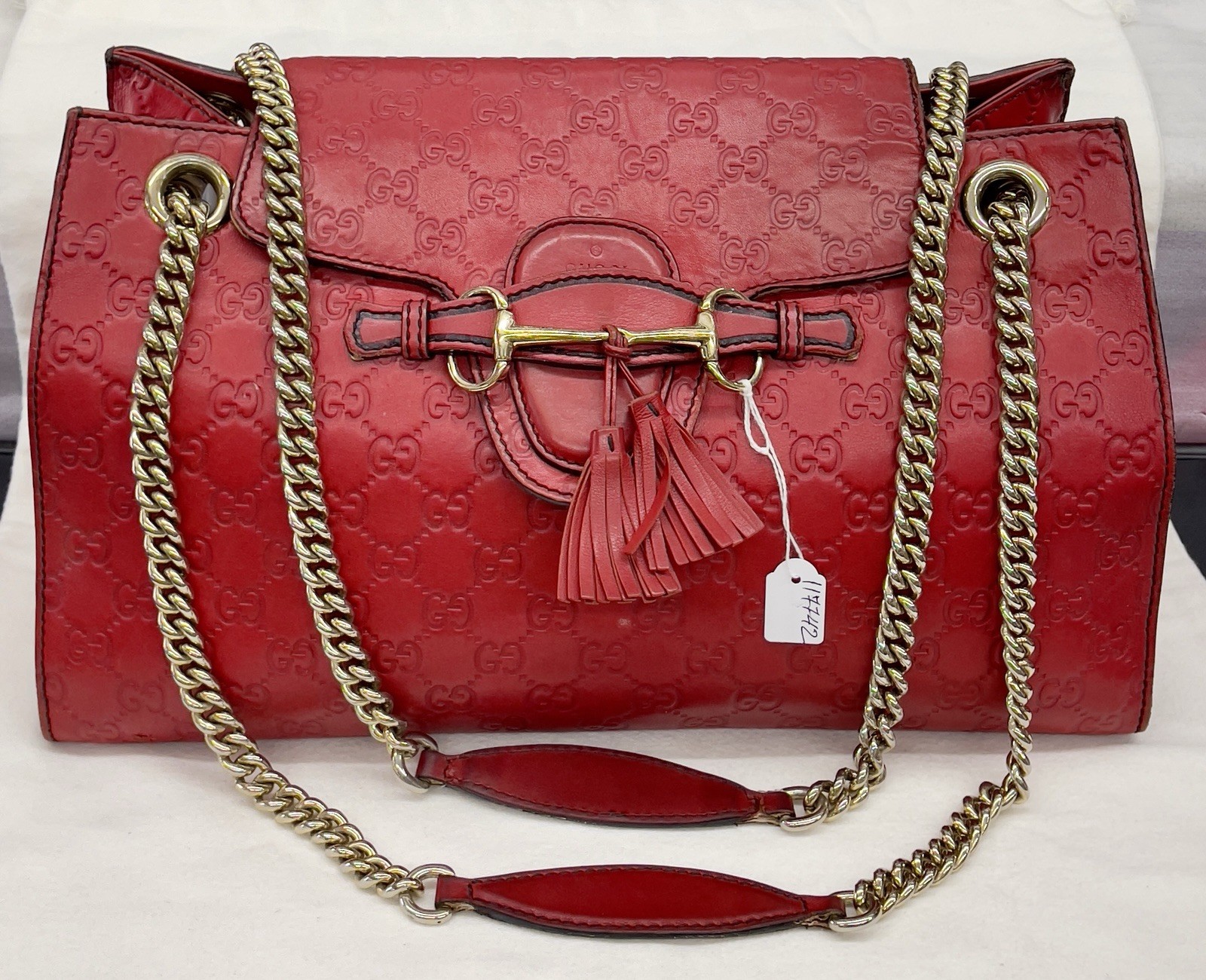 GUCCI Emily Chain Shoulder Bag Red Leather Bag 295403