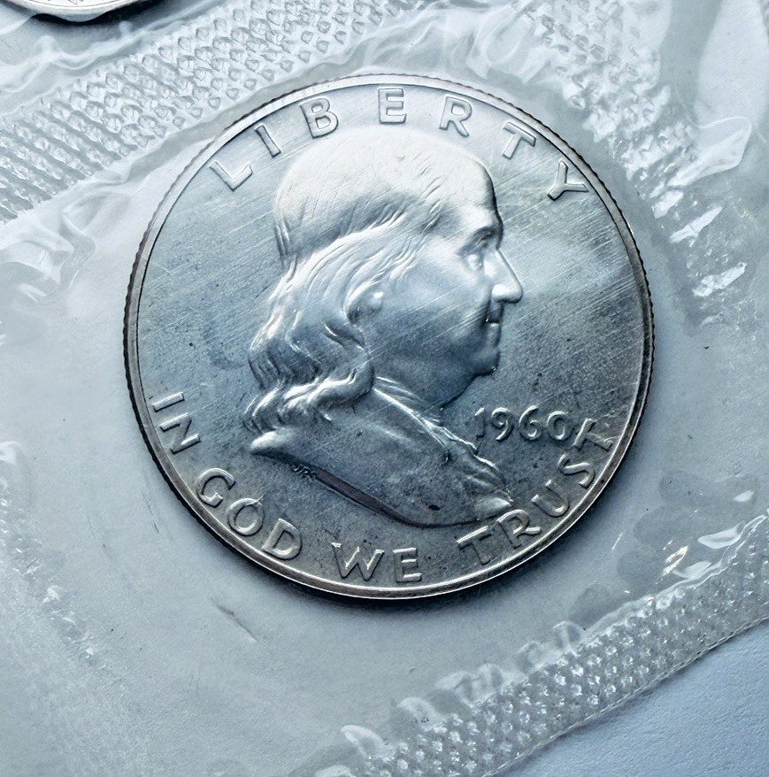 1960 90% Silver Franklin Half $ Proof ~ In Orig Sealed Mint Cello ~Impaired~P02