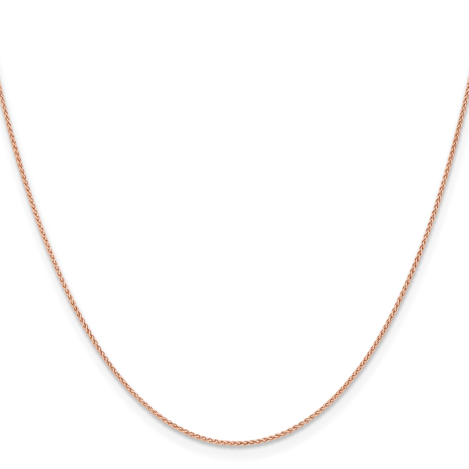 16 inch 1mm Spiga Chain Necklace 14k Rose Gold Solid