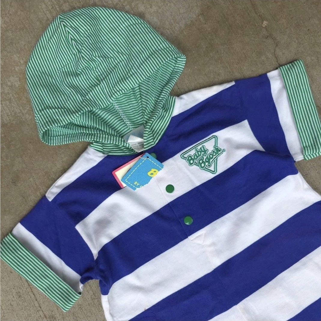 Vintage Oshkosh Boys Striped Shorts Romper 12m NWT Deadstock 