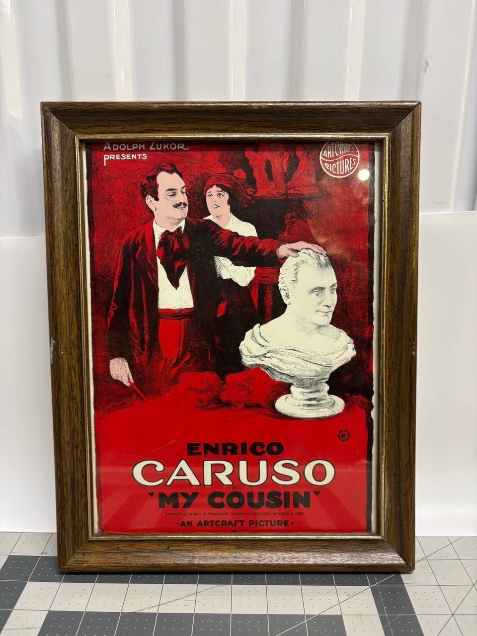 Vintage 1966 Enrico Caruso My Cousin 1918 Silent Movie Poster Framed Print