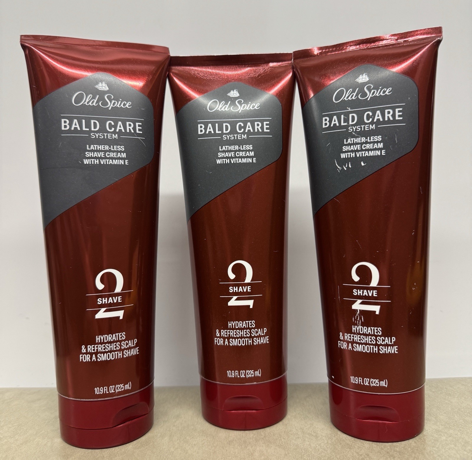 3 Pack Old Spice Bald Care Step 2 Shave Cream Vitamin E 10.9oz Men’s Head NEW