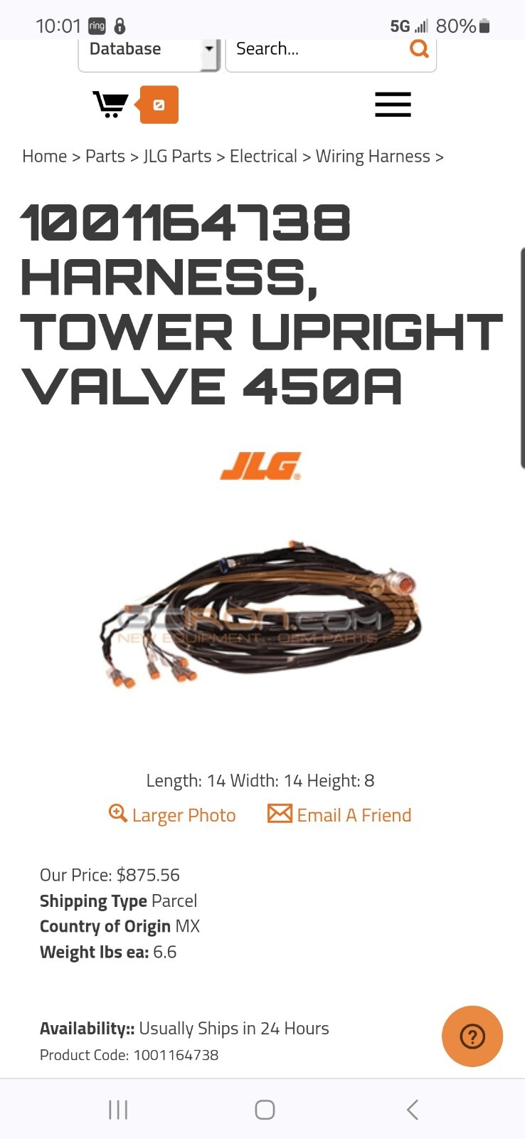 Jlg 1001164738 Jlg 450a Upright Harness New
