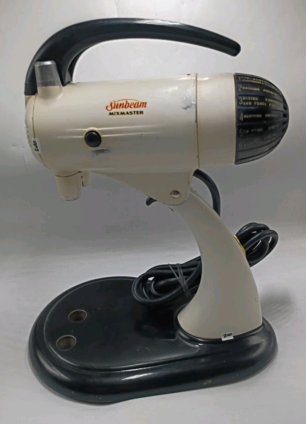 Vintage 50’s Sunbeam Mixmaster Model #9 White & Black Mixer -No BOWL/ATTACHMENTS Vintage 50’s Sunbeam Mixmaster Model #9 White & Black Mixer -No BOWL/ATTACHMENTS