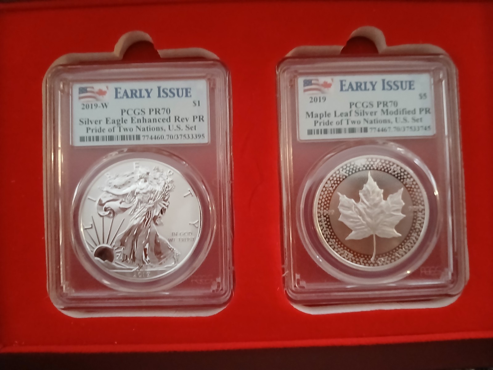 2019 Canada $5 Silver Maple Leaf Modified PR Pride of Two Nations PR70