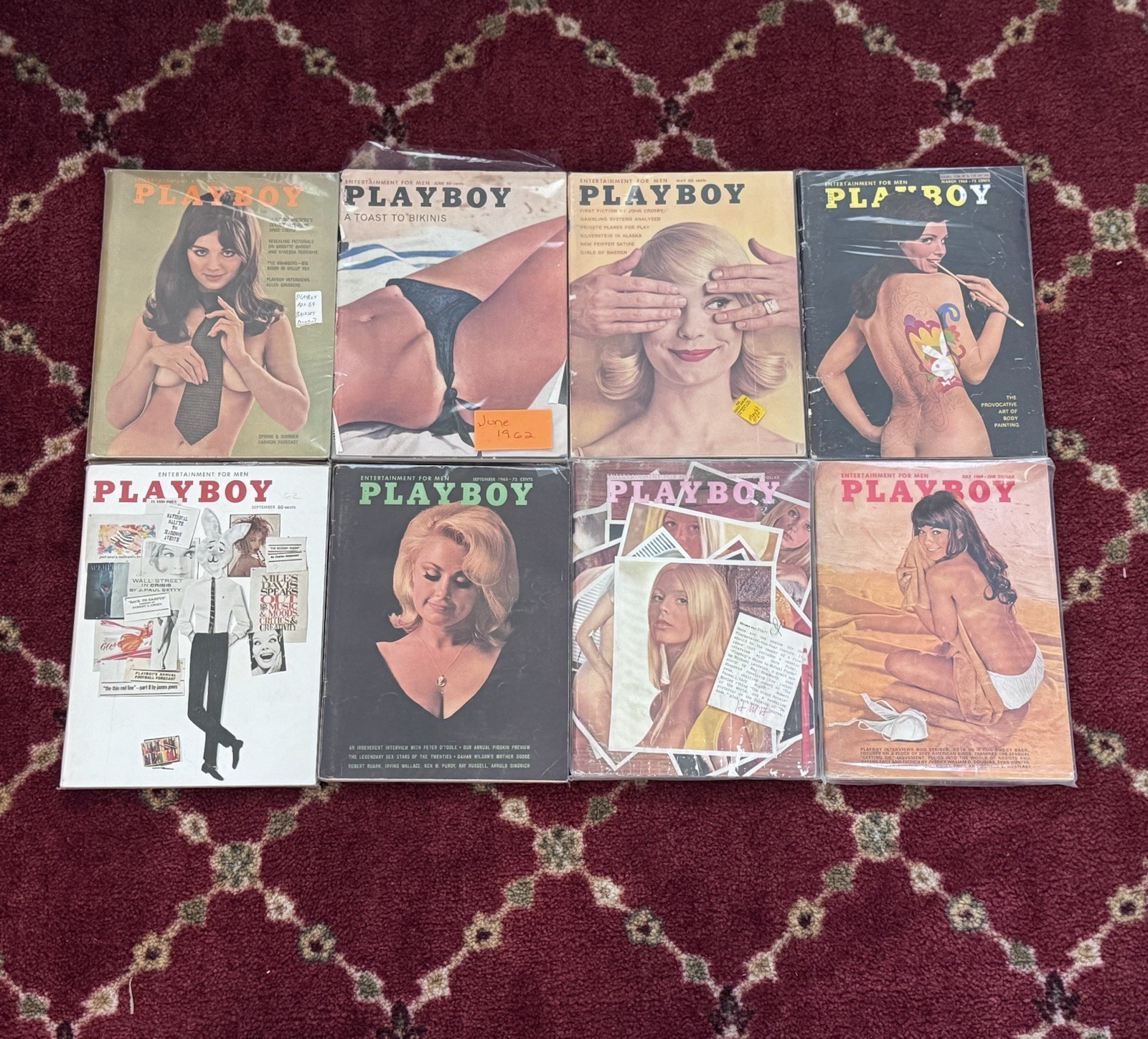 Vintage 1960s Playboy Magazine Lot Of 8 - Centerfolds & Mailers Included