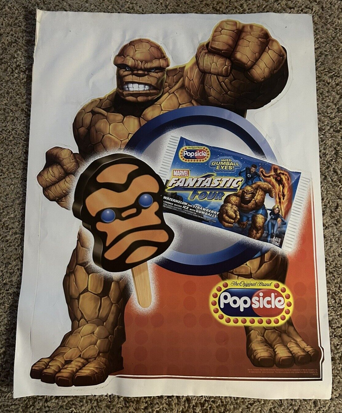 VTG Fantastic Four Popsicle Ice Cream Sticker Poster 28X21 - SUPER RARE HTF VTG Fantastic Four Popsicle Ice Cream Sticker Poster 28X21 - SUPER RARE HTF