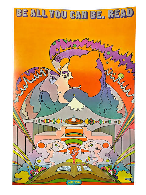 Rare Peter Max Read Poster print Poster Book Beatles Pop Art 1970 