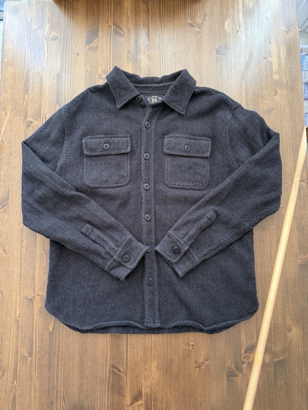 Double RL RRL Ralph Lauren Black Button-Down Shirt Jacket - Mens - Large Double RL RRL Ralph Lauren Black Button-Down Shirt Jacket - Mens - Large