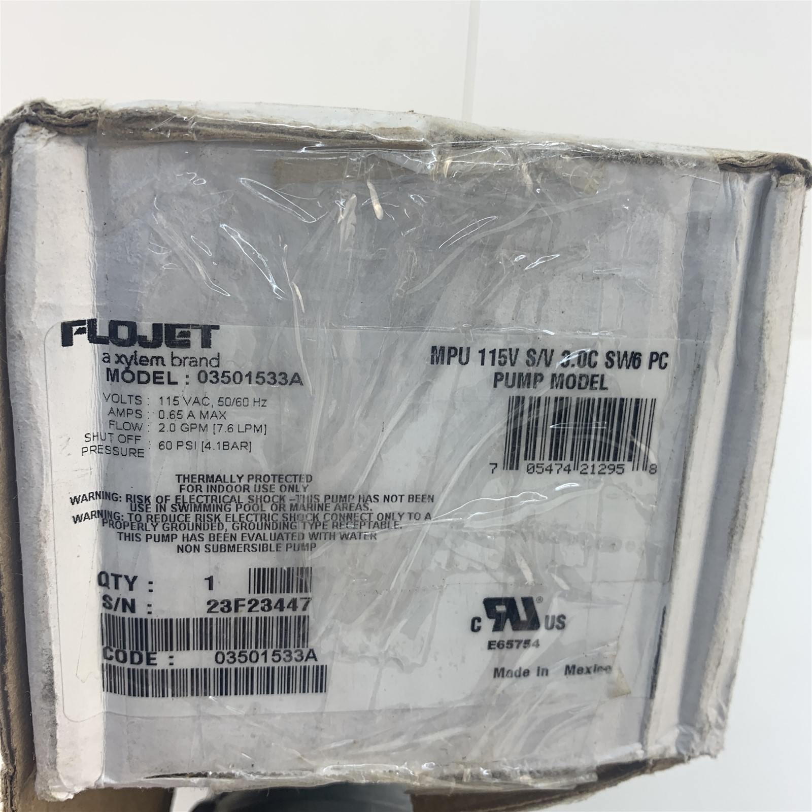 Flojet 03501-503A 12VDC Pump Demand Pressure Switch 2 GPM Sprayer