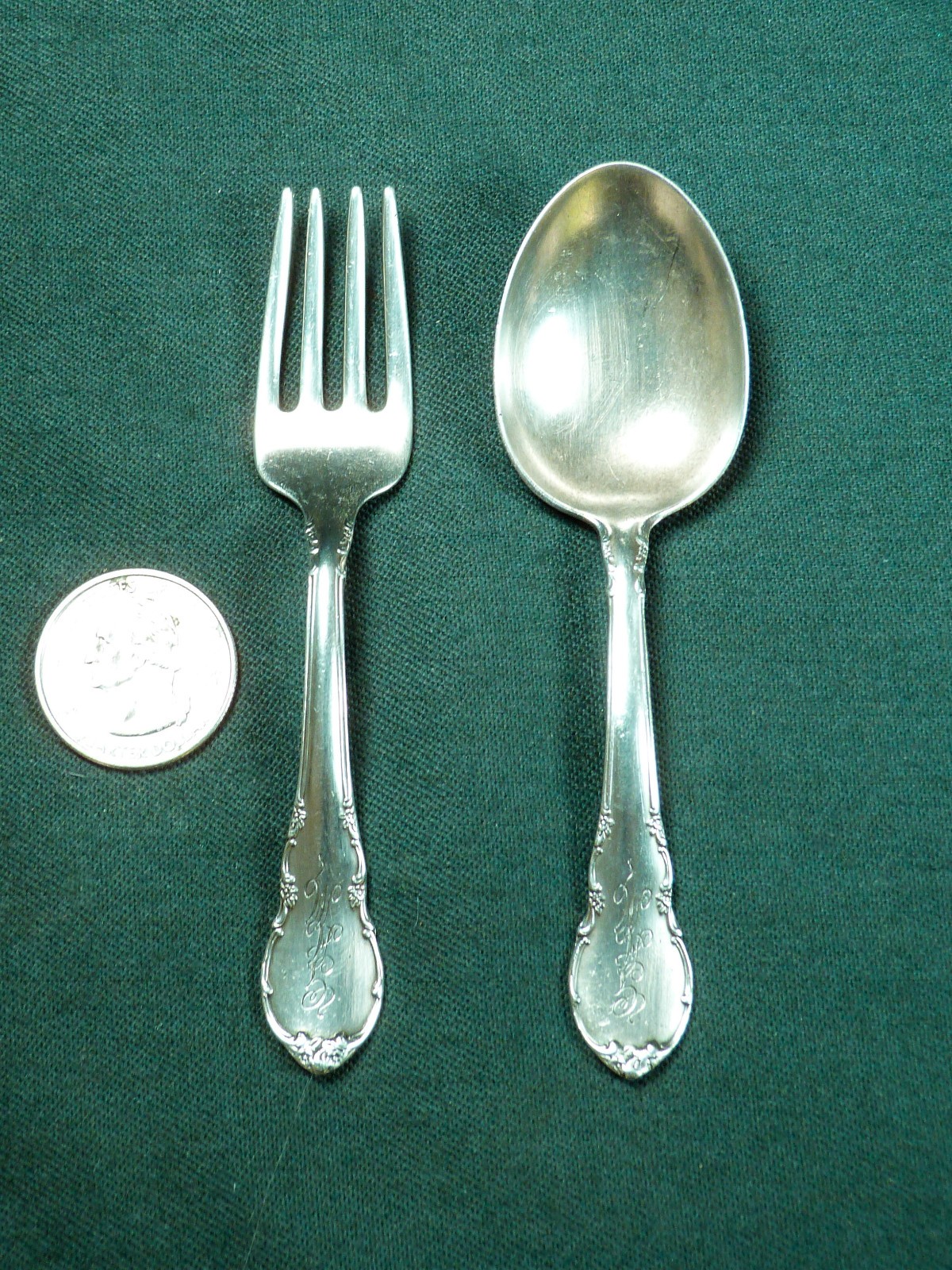 Vintage LUNT Sterling Silver Baby Spoon & Fork, 36 grams