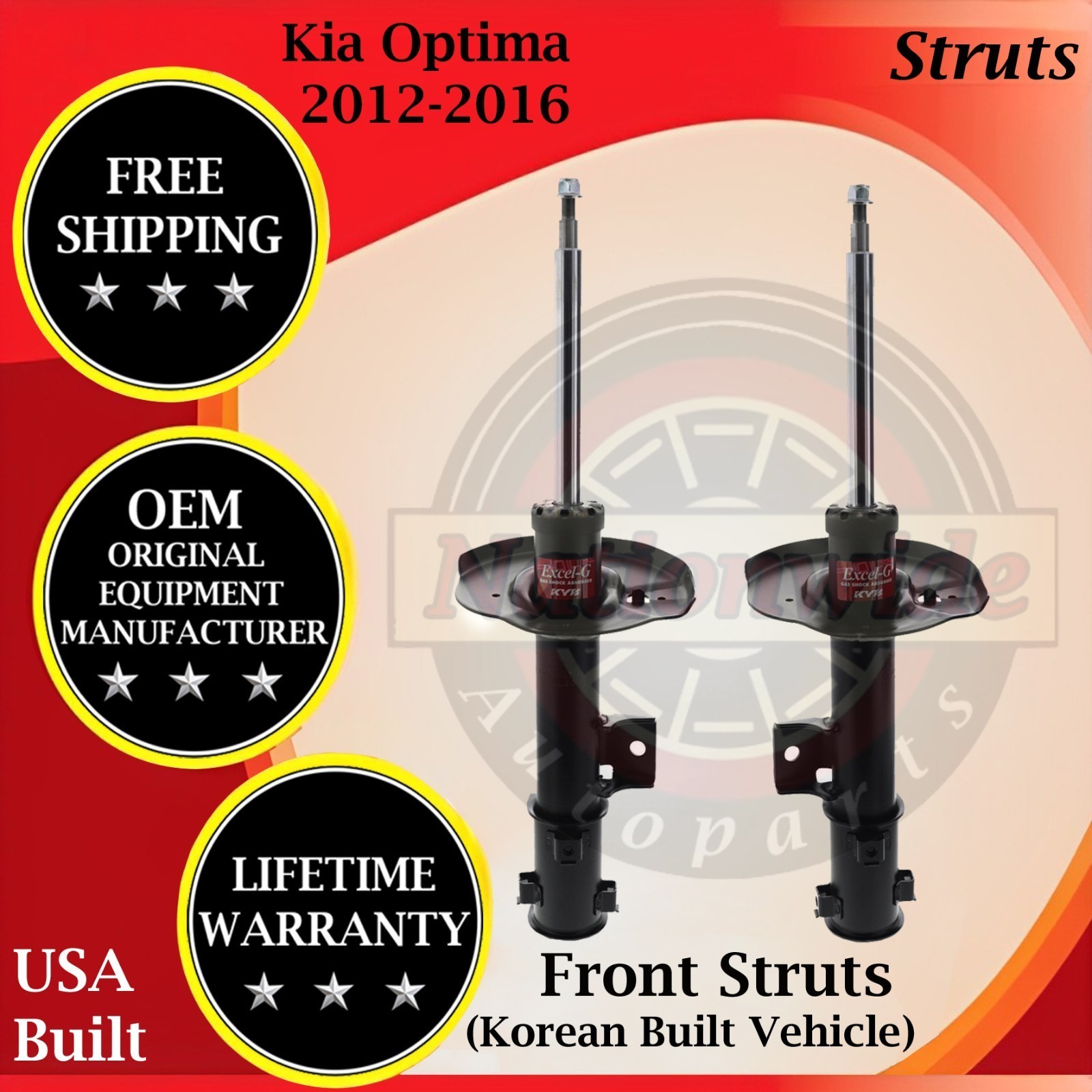 KYB OEM Front Struts For 2012-2016 Kia Optima Korean Built Lifetime Warranty