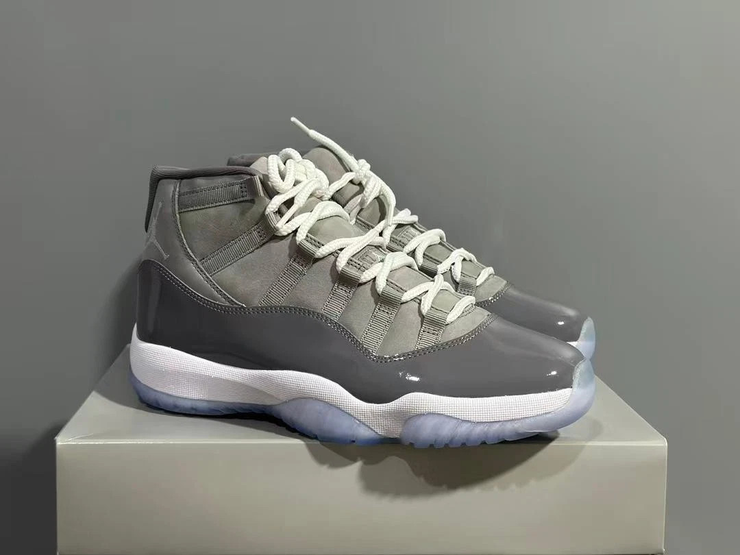 Air Jordan 11 Retro Cool Grey Men\'s High Top Sneakers Grey Patent Basketball Sho