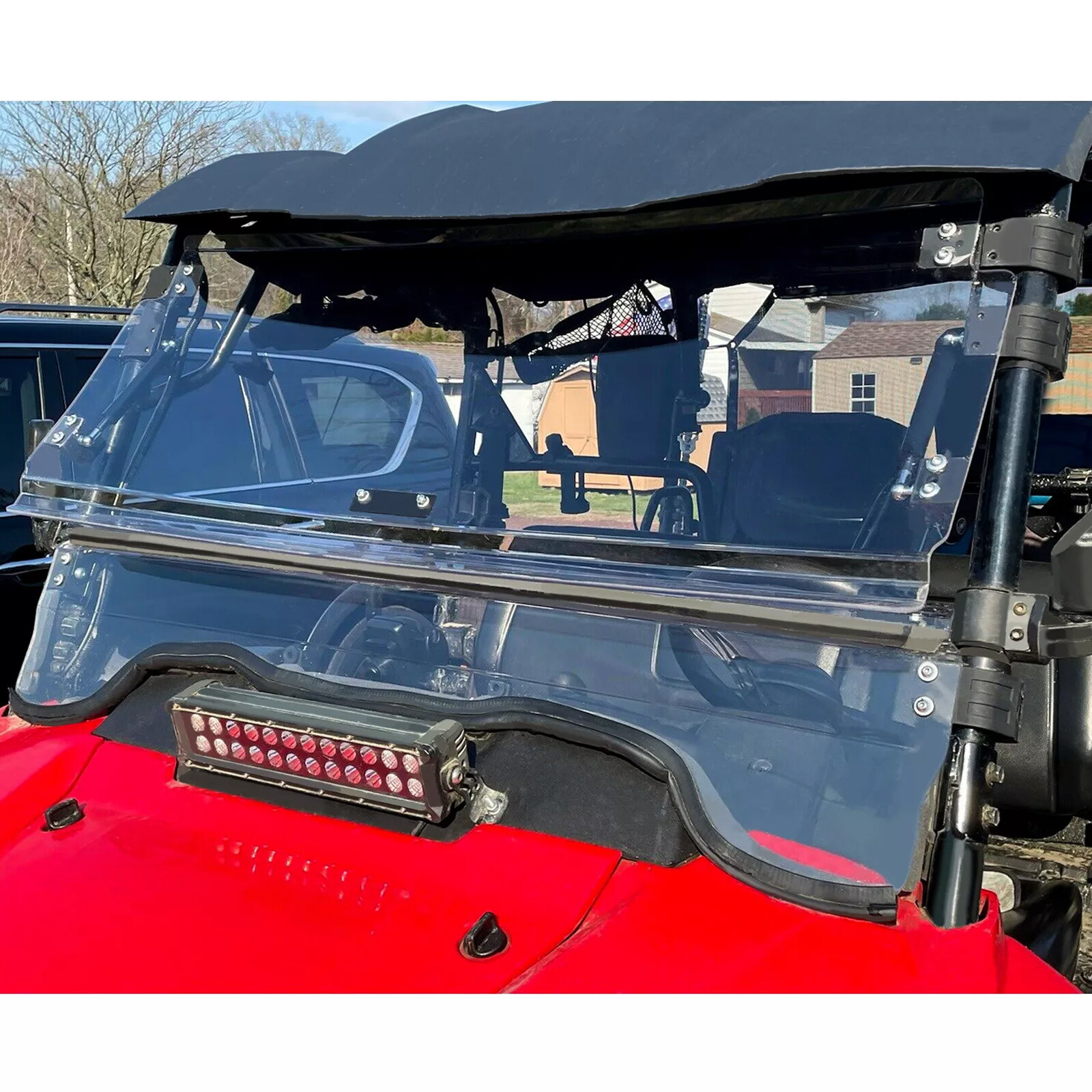 Upgraded 2-IN-1 Flip Windshield Scratch Resistant For Honda Pioneer 700 14-26