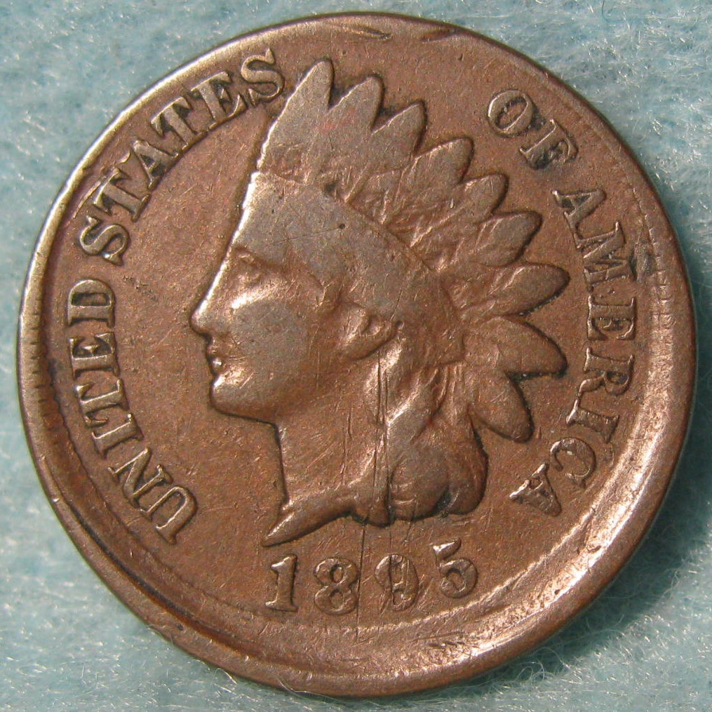 1895 Off Center Indian Head Penny Small Cent Old US Error Coin #553