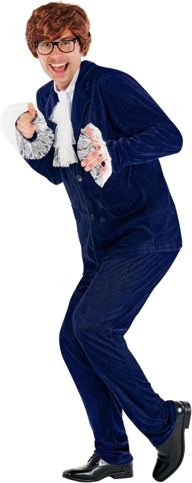 Men`s 60s Austin Powers Costume Adult Blue Gigolo Swinger Spy Suit Halloween