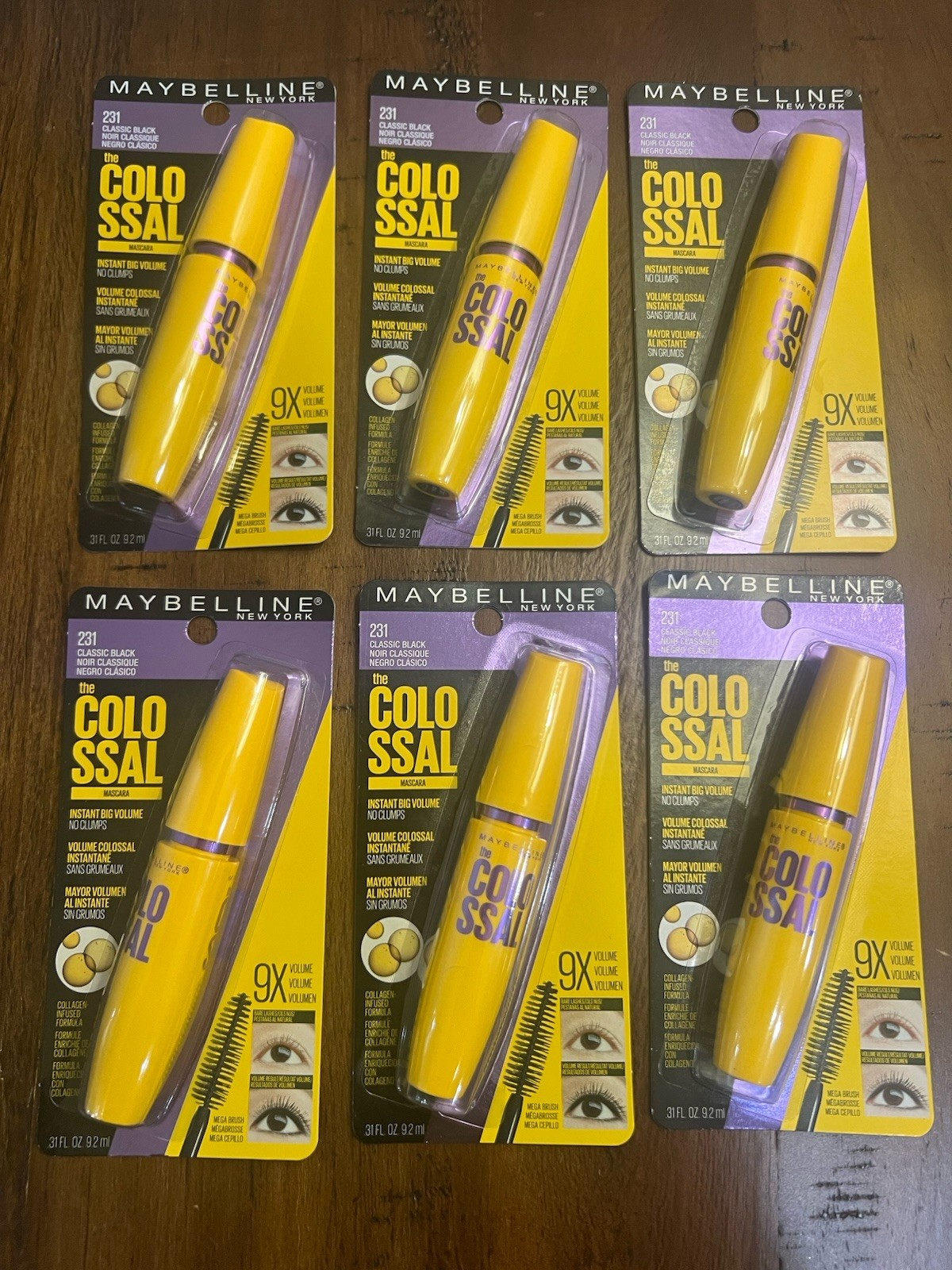 Lot of 6 Maybelline The Colossal Volume Mascara Classic Black 231 9X Volume NEW Lot of 6 Maybelline The Colossal Volume Mascara Classic Black 231 9X Volume NEW