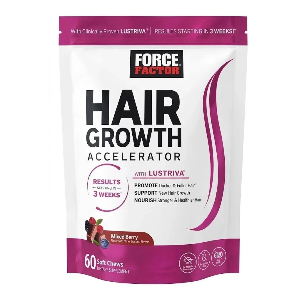 Force Factor Hair Growth Accelerator Soft Chews, Hair Growth Vitamins for Women