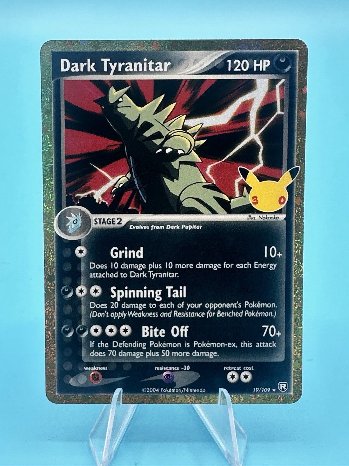Pokemon 30th Dark Tyranitar 19/109 EX Team Rocket Returns Reverse Holo Rare 2004 Pokemon 30th Dark Tyranitar 19/109 EX Team Rocket Returns Reverse Holo Rare 2004
