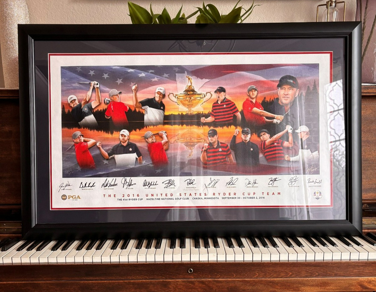 2016 Ryder Cup at Hazeltine - signed USA Team Poster - framed