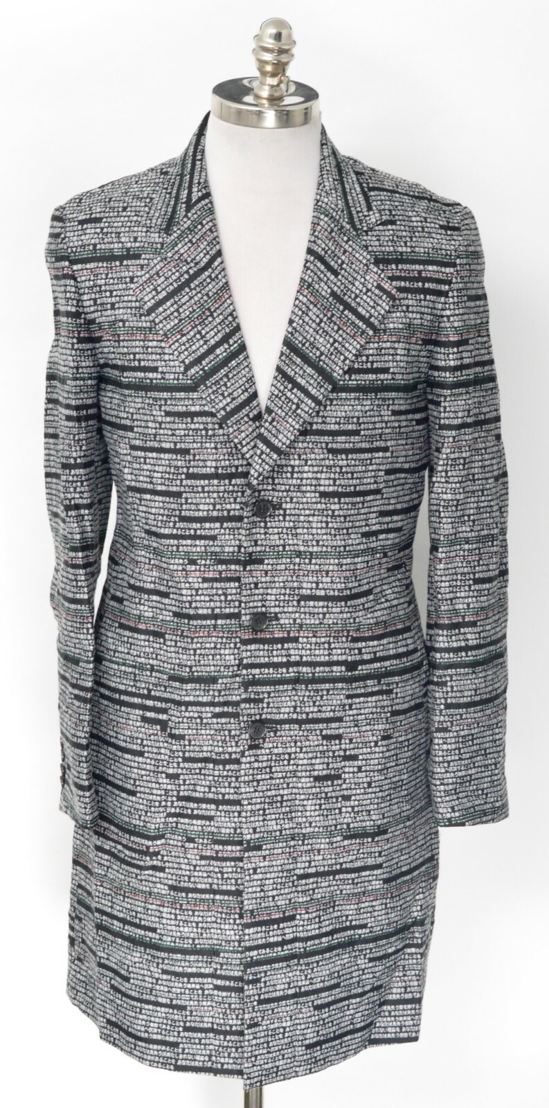 NWT CHRISTIAN DADA Black \'Asian Print\' Jacquard Tailored Fit Over Coat 48 Fits M