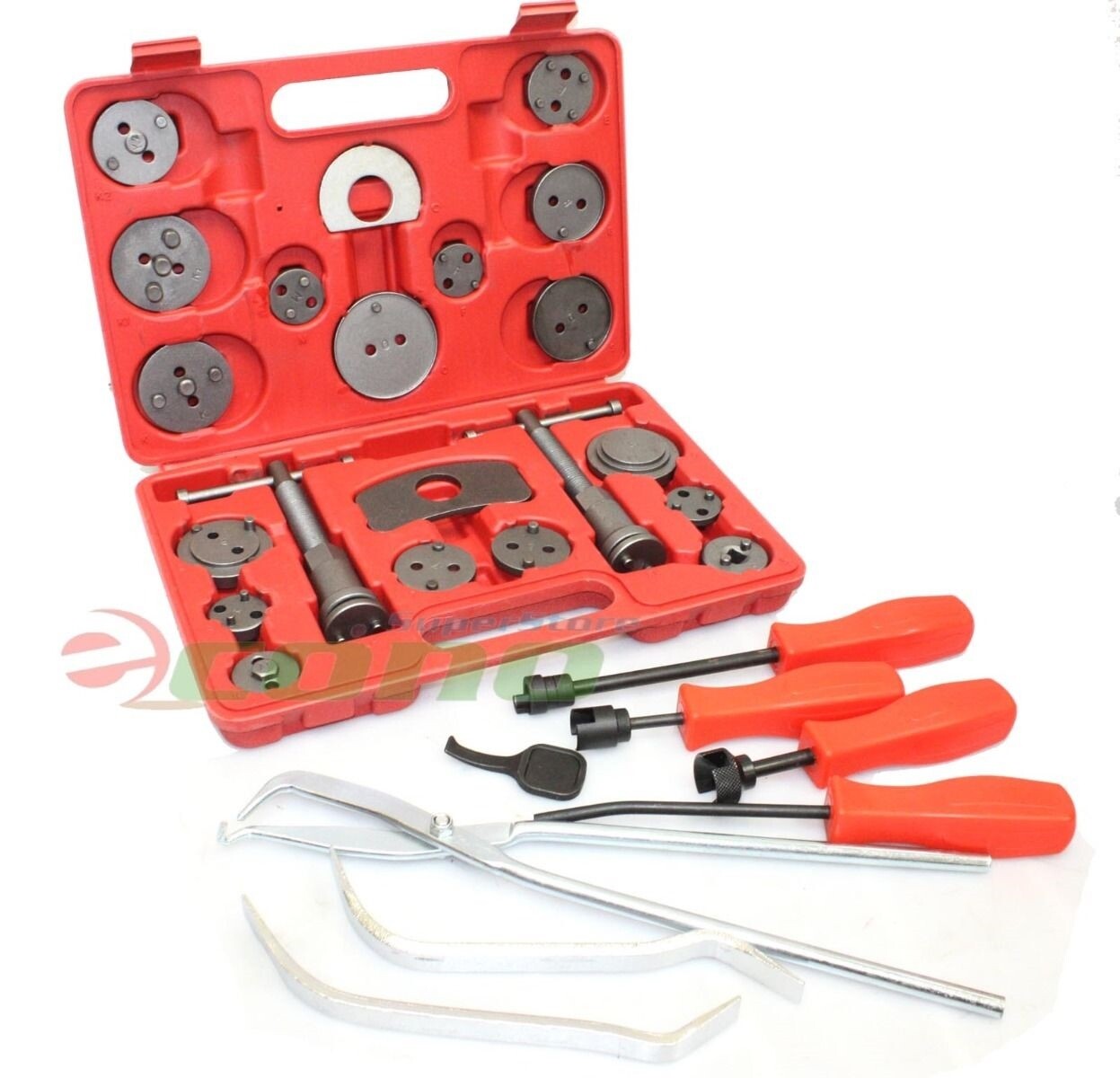 29PC Master Brake Shoe Pad Caliper Wind back Tool & Spring Installer Removal Set