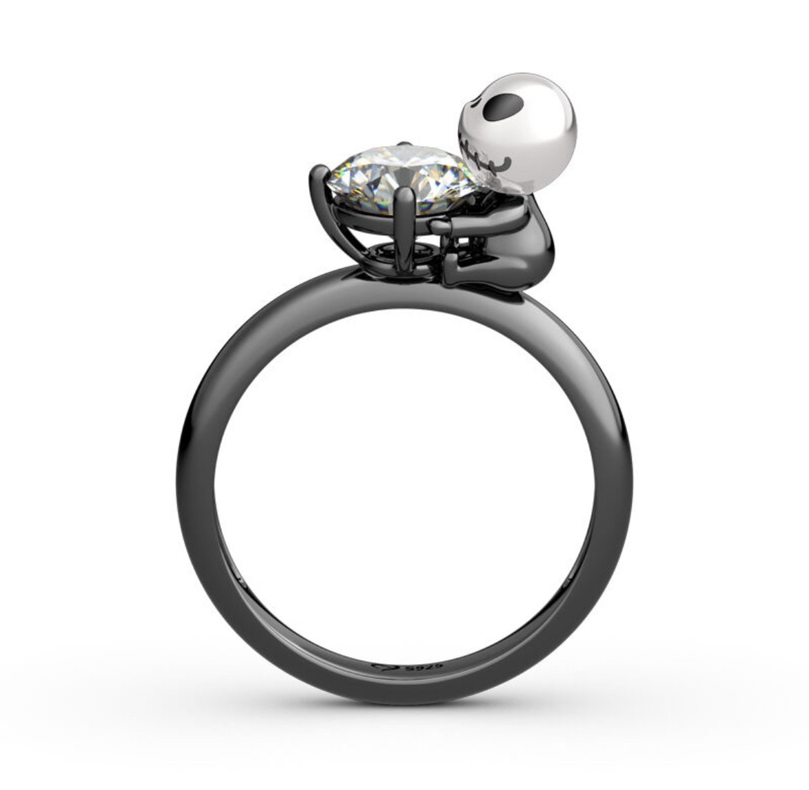 Jeulia Romantic Soul Jack Skellington Ring – 925 Sterling Silver – NEW 
