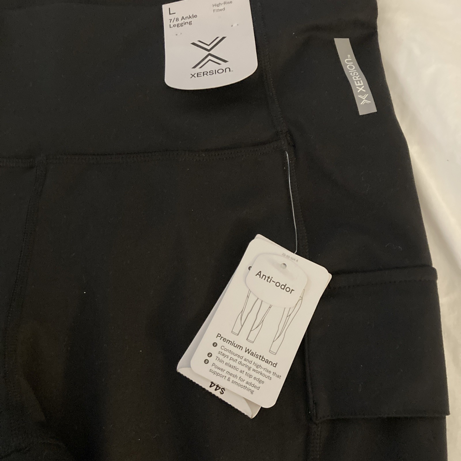 XERSION WOMENS XERSION LEGGINGS ANKLE 7/8 LARGE High Rise fitted Anti -Odor NWT