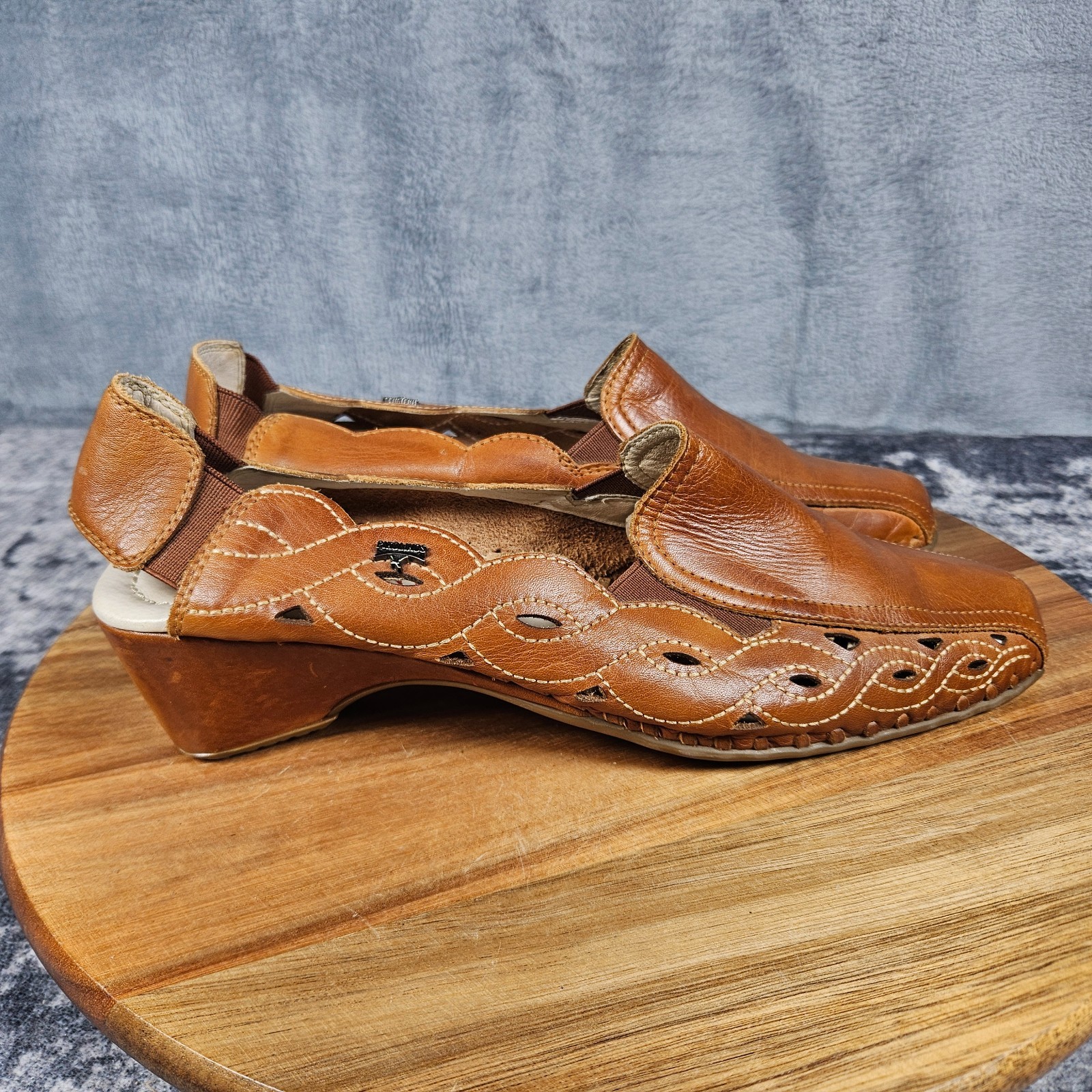 Pikolinos Spanish Leather Slingback Sandals Cutout Design Brown Casual EU 40 Pikolinos Spanish Leather Slingback Sandals Cutout Design Brown Casual EU 40