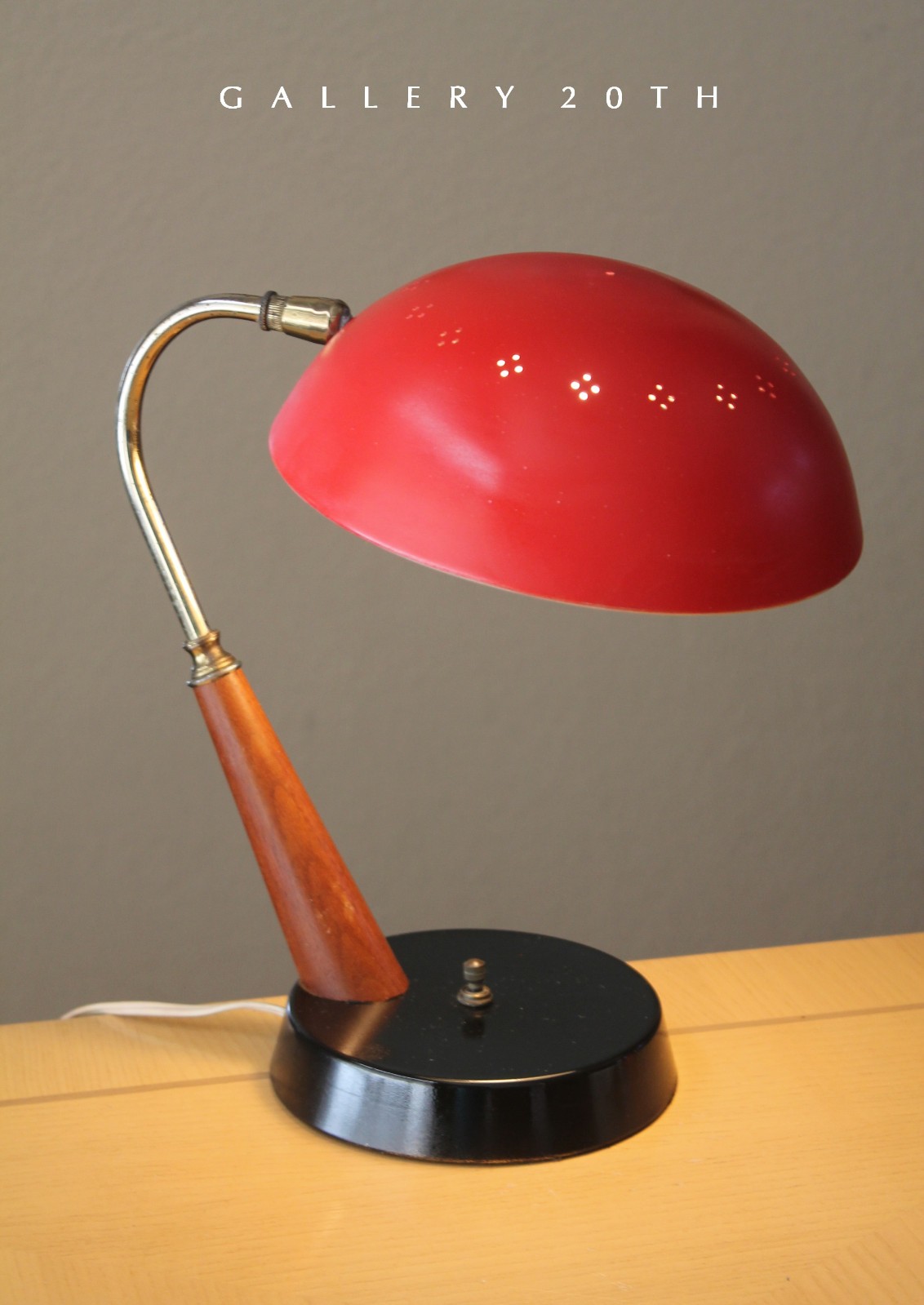 ATOMIC SAUCER DESK LAMP THURSTON VTG UFO LIGHTOLIER TEAK MID CENTURY MODERN
