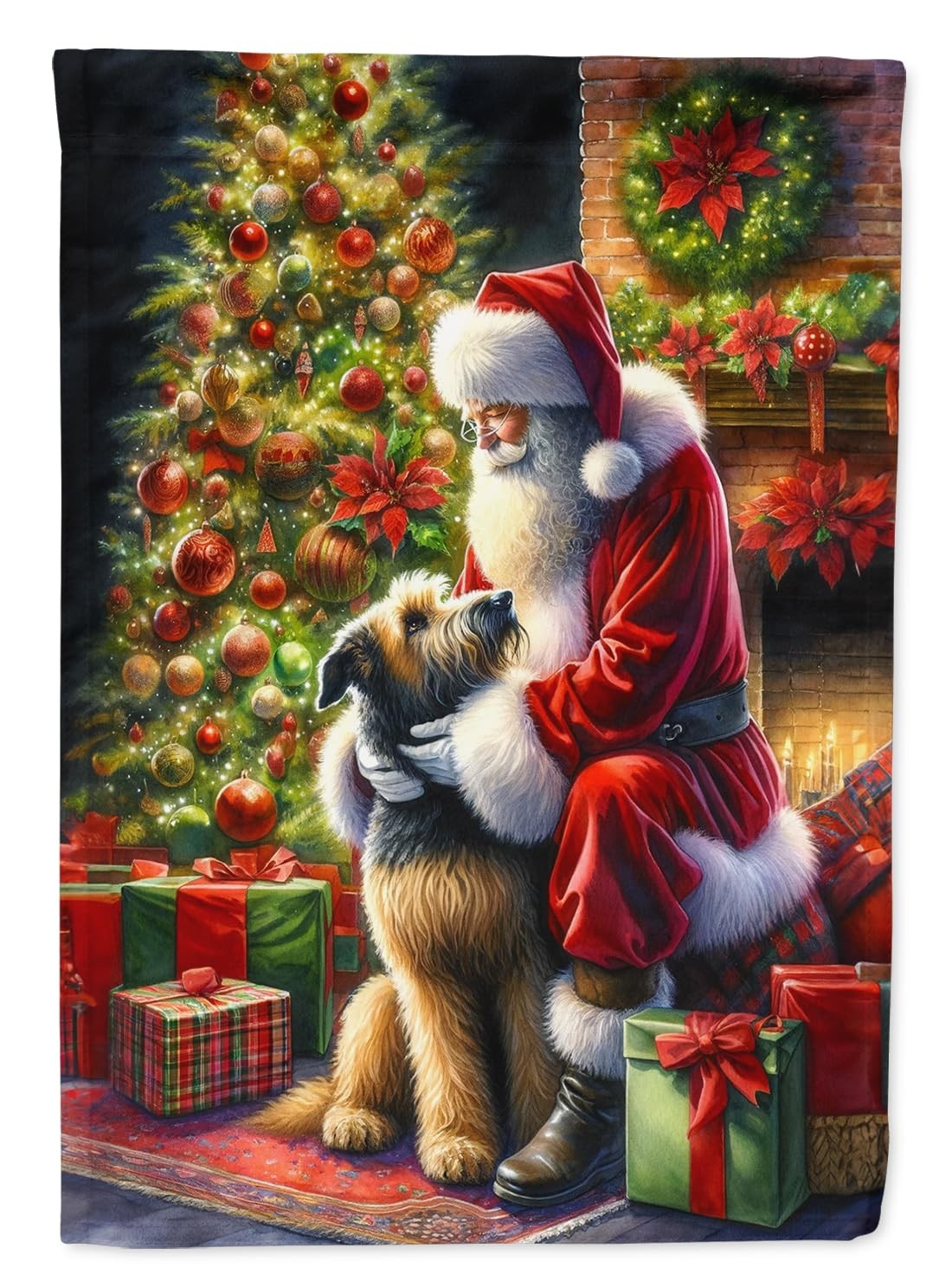 Caroline\'s Treasures DAC4127CHF Irish Wolfhound & Santa House Flag Large