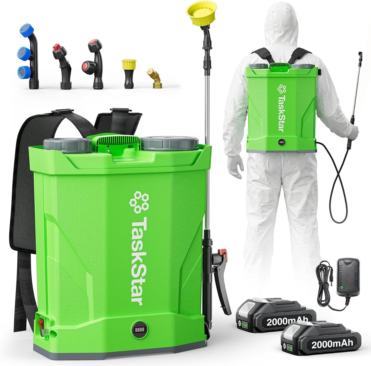 TaskStar 4 Gallon Battery Powered Backpack Sprayer with 20V Strong Battery -Lawn