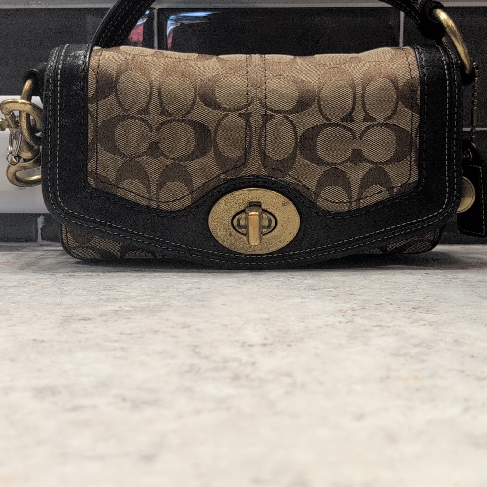 Vtg Coach 10335 Legacy 65th Anniversary Signature Turnlock Shoulder Bag Brown
