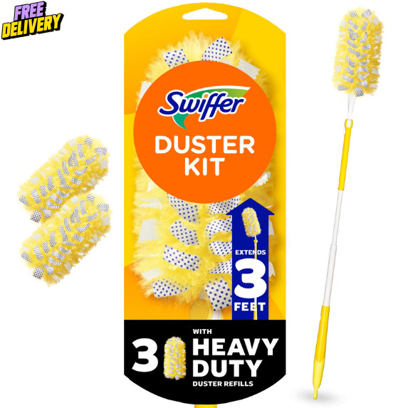 Swiffer Heavy Duty 3 ft Extendable Duster Kit with Refills, Unscented, 1 Handle Swiffer Heavy Duty 3 ft Extendable Duster Kit with Refills, Unscented, 1 Handle