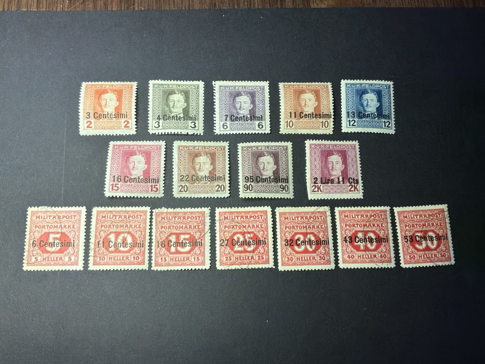Austria 1918 Austro-Hungarian Military Post Österreich Overprint Stamps Sets.