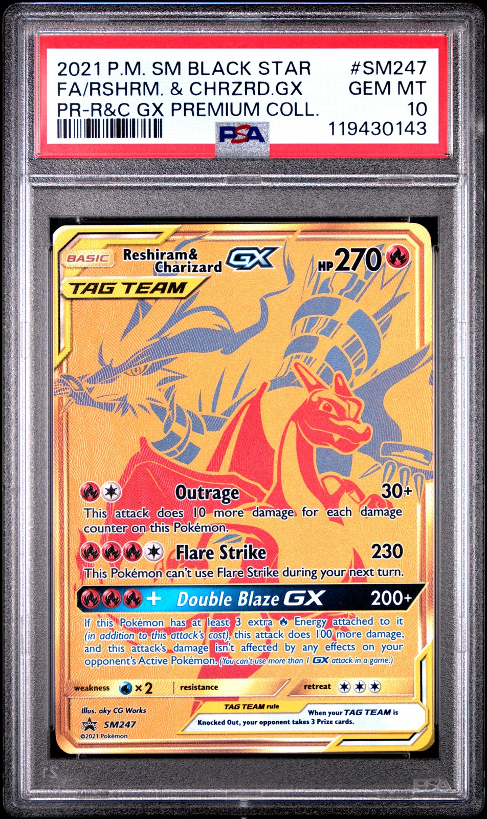 2021 Pokemon Sm Black Star Promo #SM247 Fa/Rshrm. & Chrzrd.Gx Pr-R&C  PSA 10