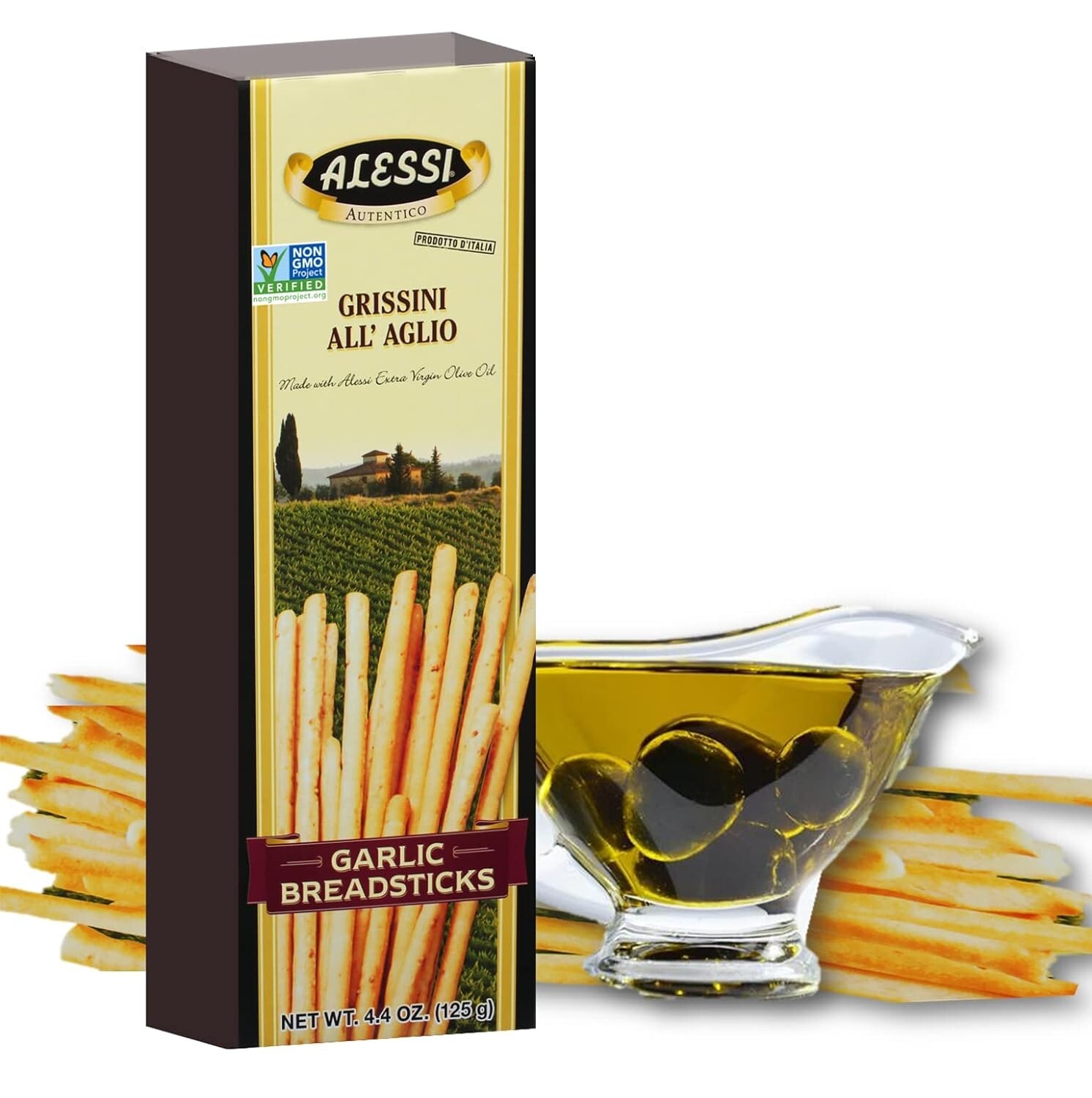 Alessi Garlic Breadsticks, 4.4oz Boxes (Pack Of 12)