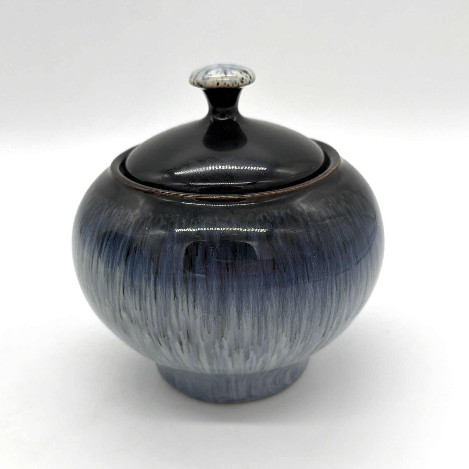 Denby Halo Lidded Sugar Bowl Speckled 4 3/8” RARE